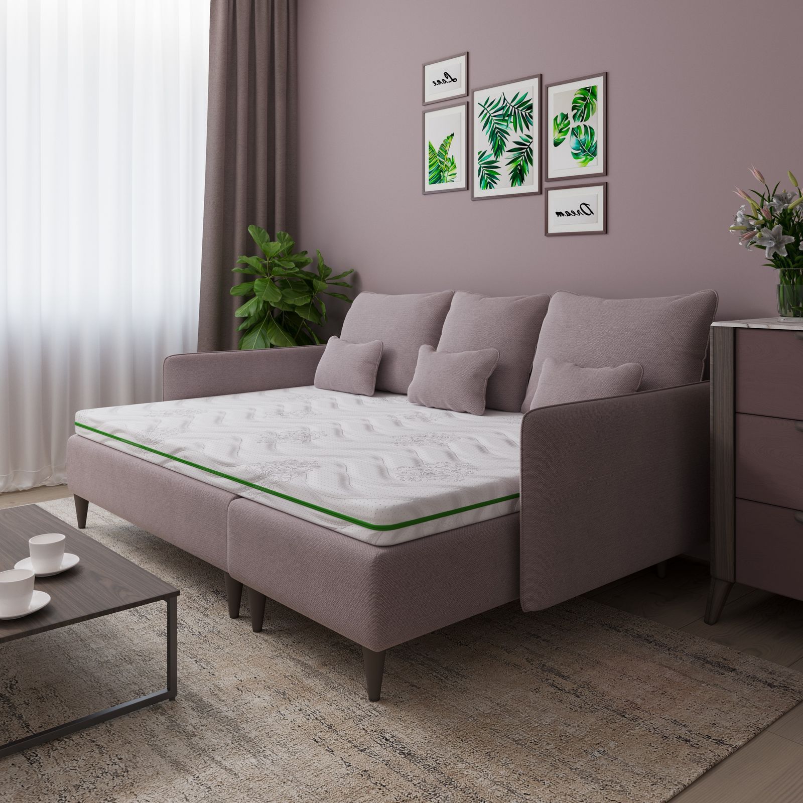 Тонкий матрац топпер-футон SleepRoll Snow Usleep 90х190