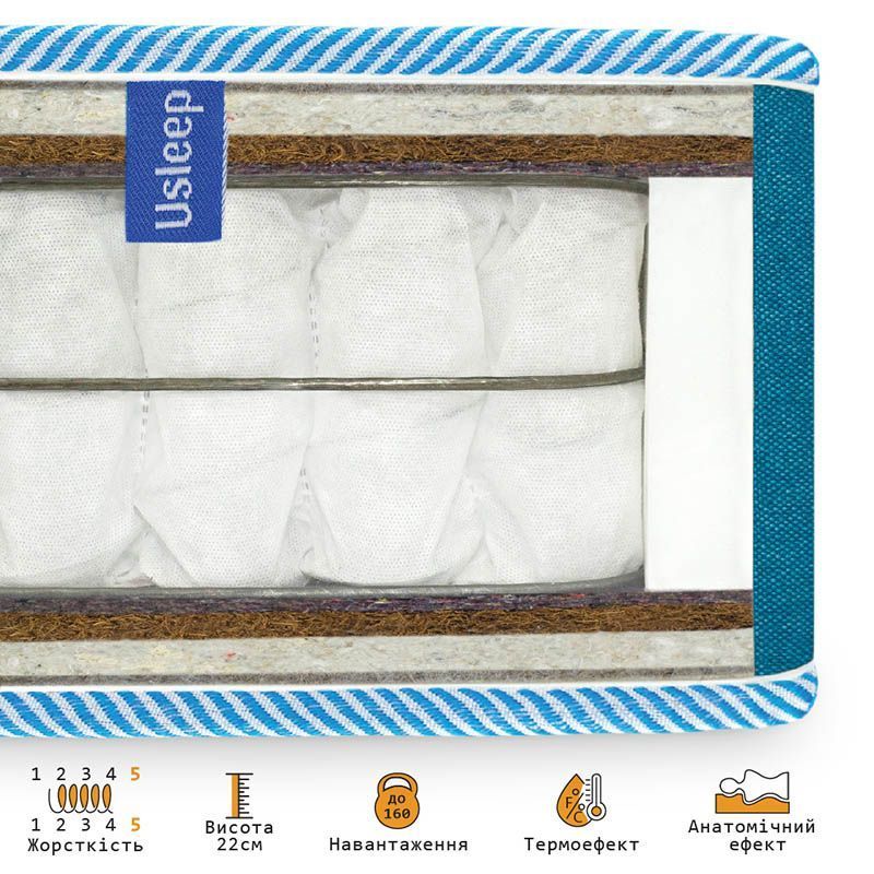 Пружинний ортопедичний матрац PhytoLife Sapphire / Сапфір Usleep 180х200