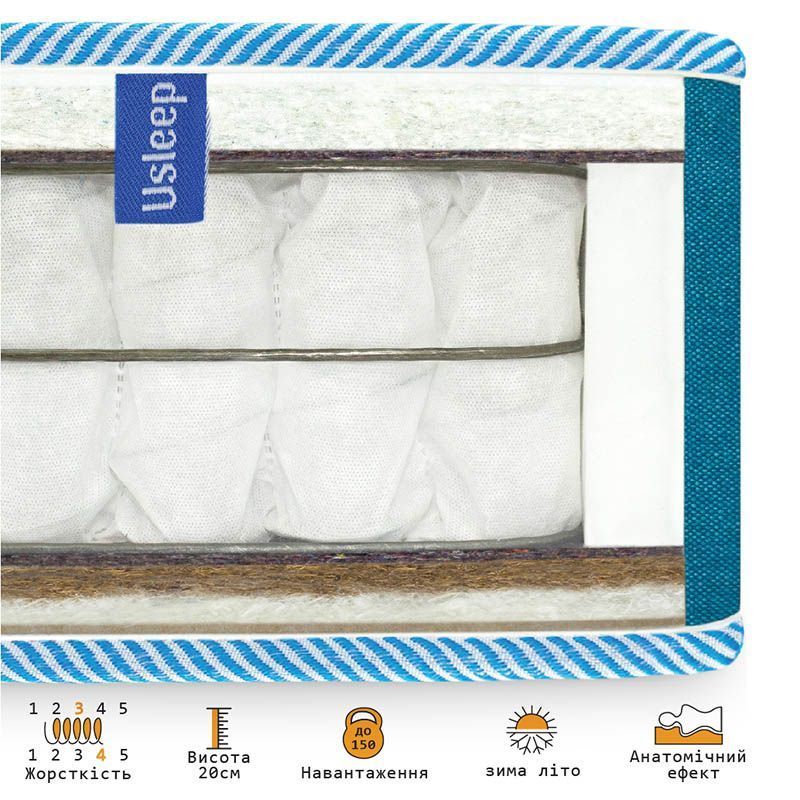 Пружинный ортопедический матрас PhytoLife Energy Cocos Usleep 80х200